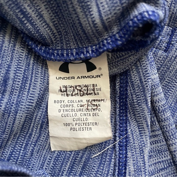 Under Armour Blue Quarter Zip Athletic Semi-Fitted Pullover Top long sleeve M - Picture 8 of 9